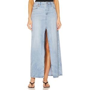 Alice + Olivia 'Rye' Blue Cotton High Waisted Skirt Size 25